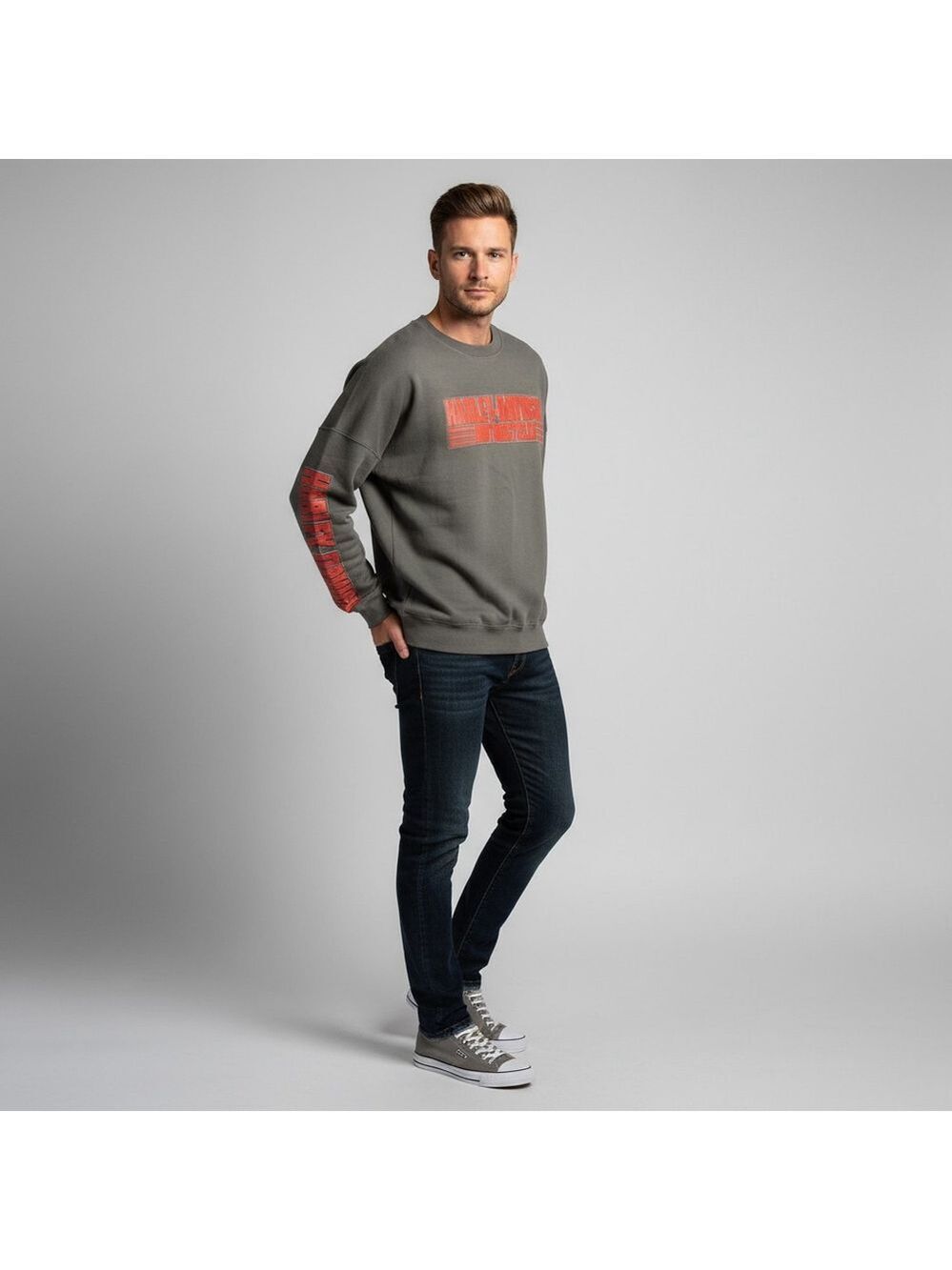 Harley-Davidson Men's Pullover Fleece Poly-Blend Sweatshirt, 3XL Gray